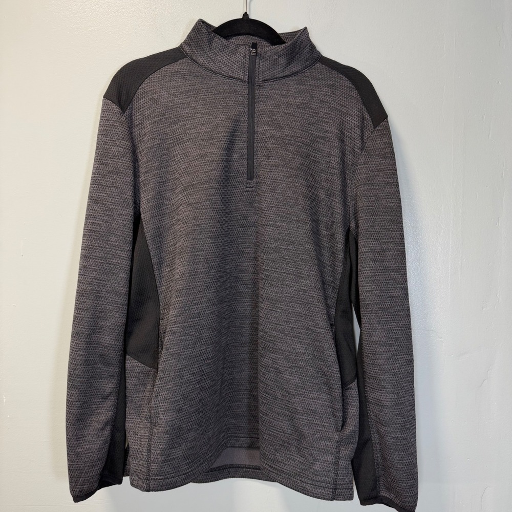 Pro Tour Mens Quarter Zip Fleece Pullover Gray Black Size M BK3307 Activewear